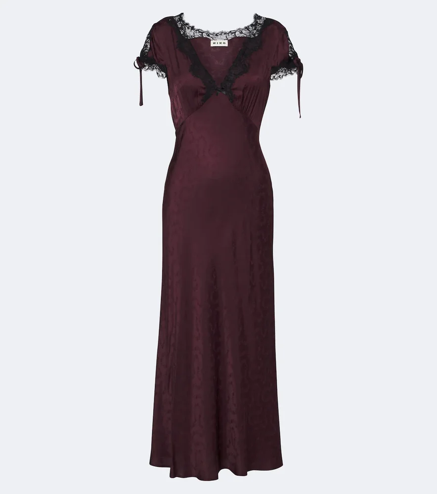 Fern satin jacquard midi dress