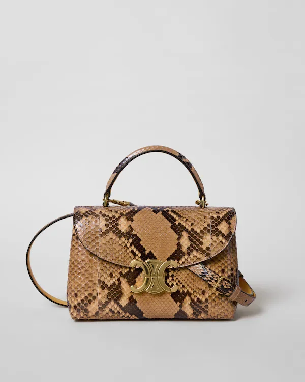 Teen Nino Bag in Python - Soft Camel