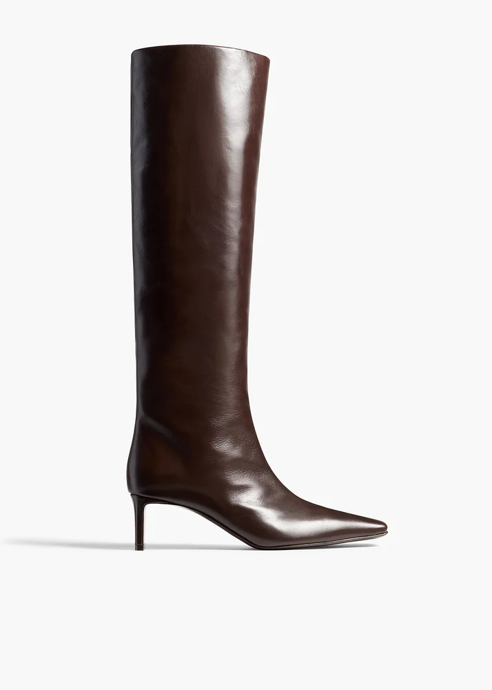Ona Knee-High Boot in Chocolate Glazed Leather