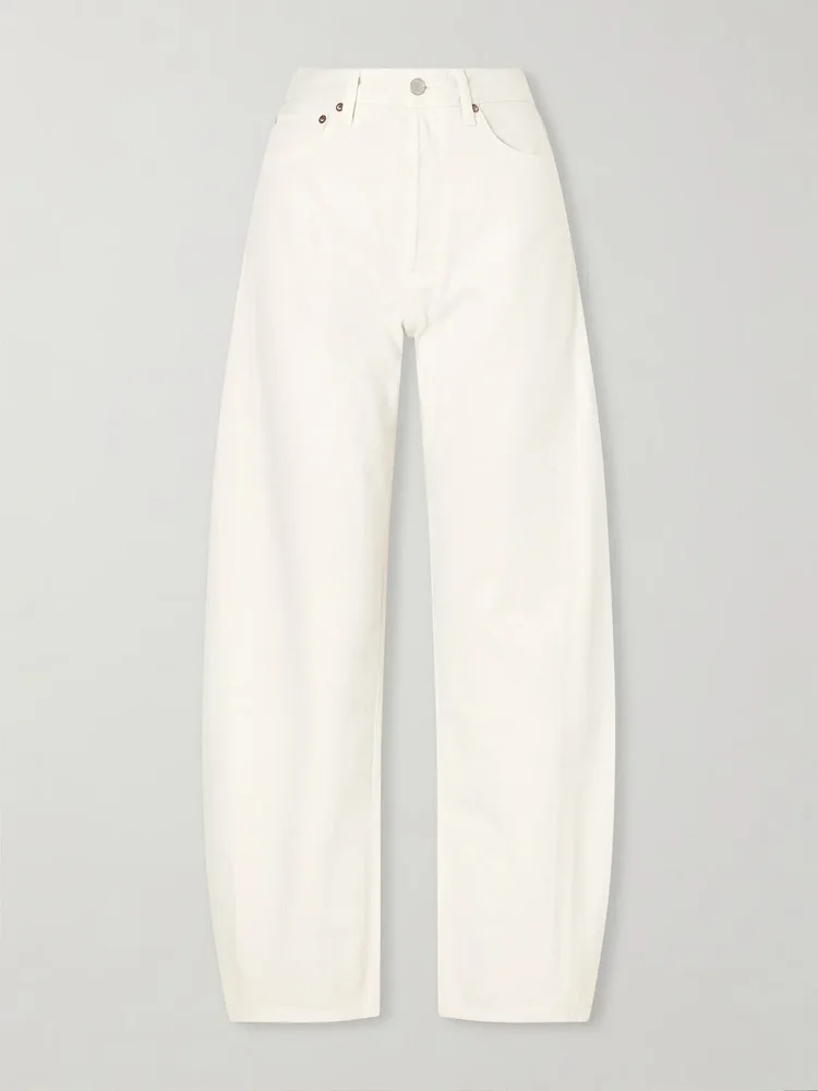luna pieced high waist tapered jeans