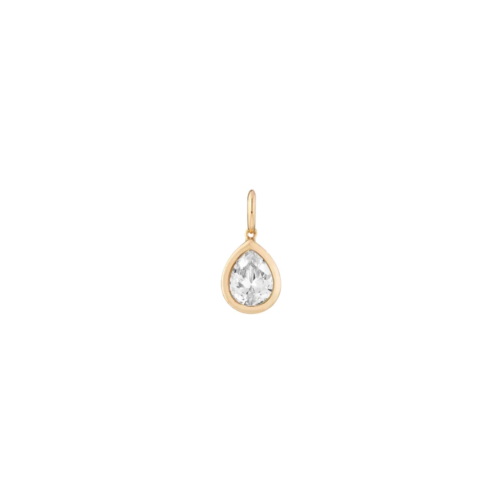 Pear Lab Grown White Sapphire Bezel Pendant