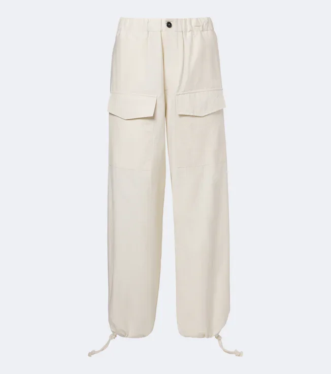 Cotton-blend wide-leg pants