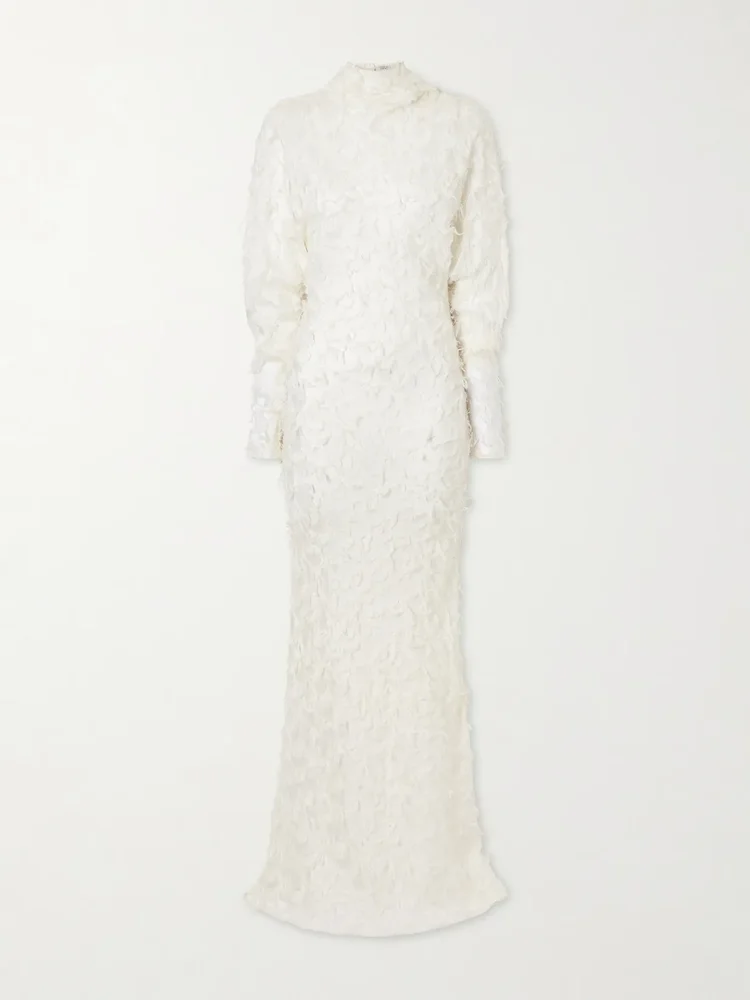 Aberdeen fil coupè silk and wool-blend maxi dress