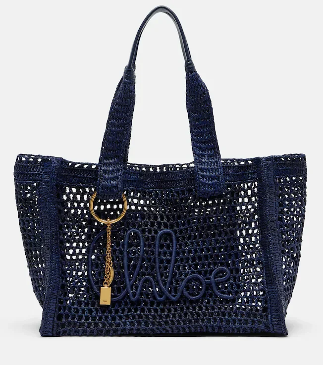 Summer Banana East-West raffia tote bag