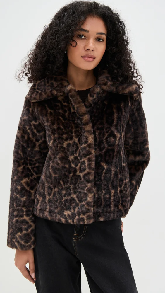 Elis Faux Fur Leopard Print Coat