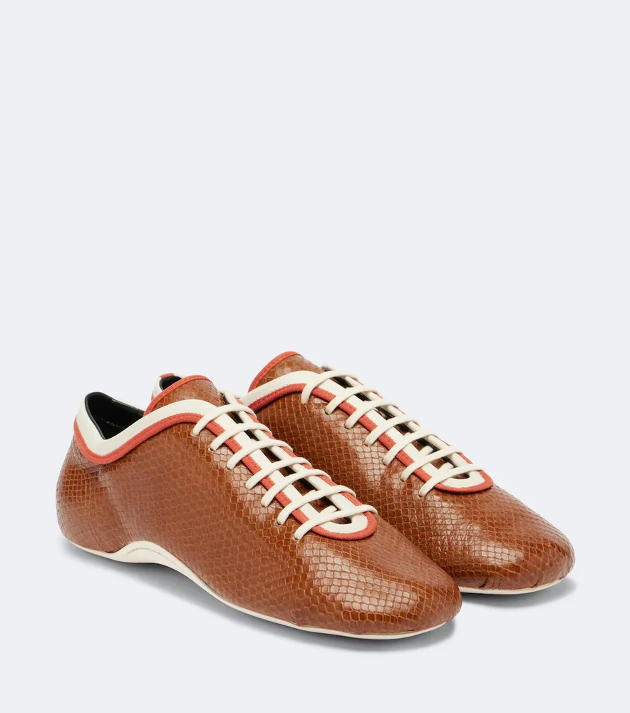 Snake-Effect Leather Sneakers