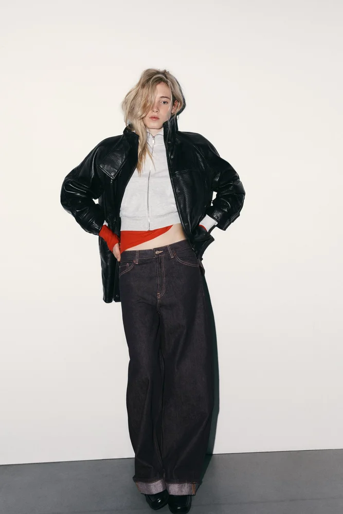 TRF BAGGY FOLDED MID-RISE JEANS