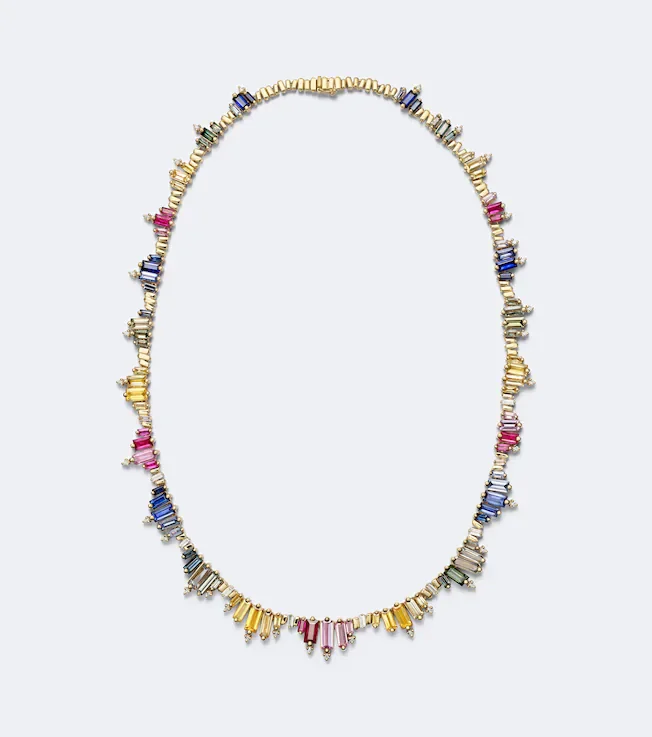 18kt gold necklace with sapphires and diamonds