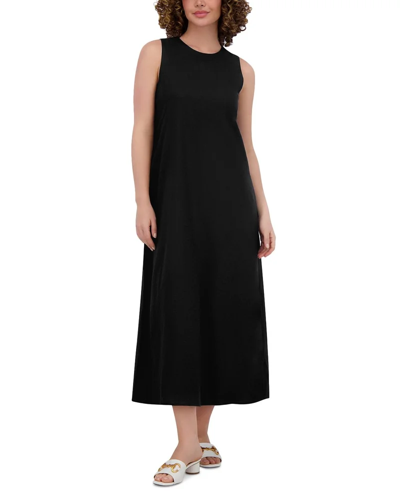 Linen Blend Crewneck Maxi Dress