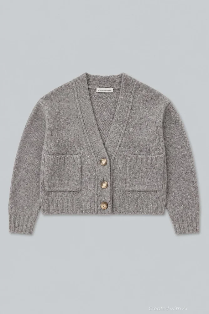 Cropped Cardigan Gray - Gray Donegal