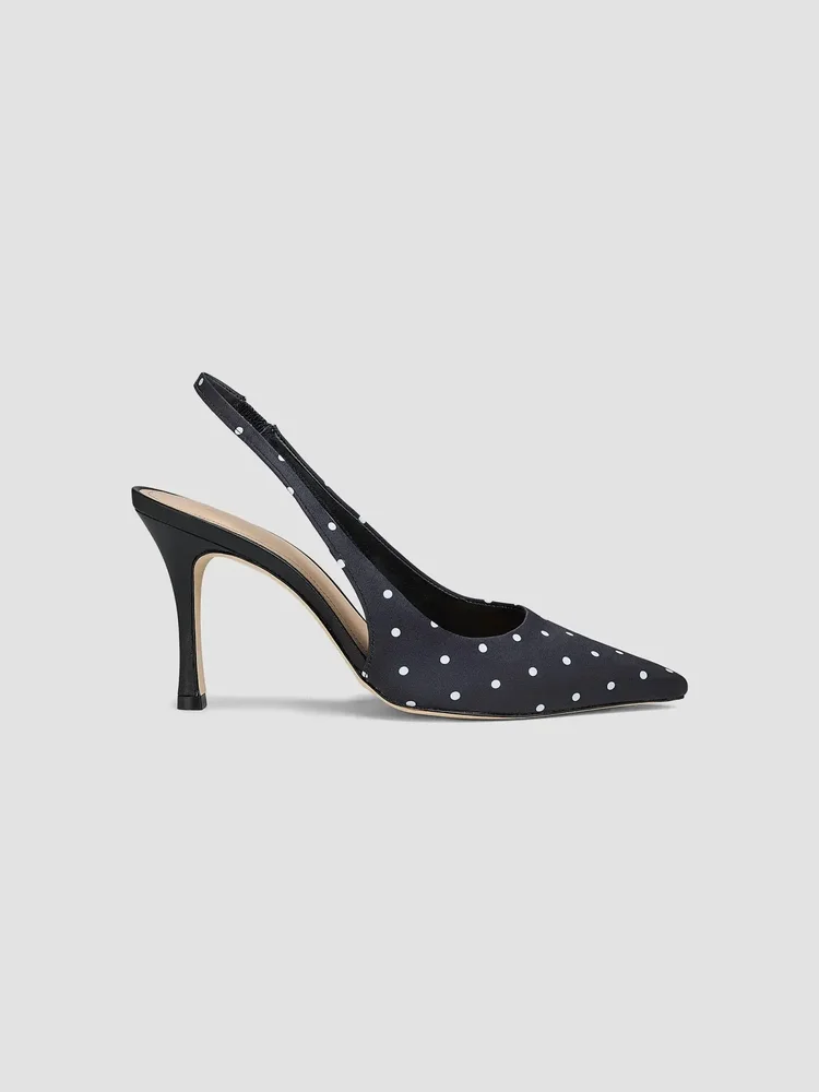 90MM Polka Dot Satin Slingback Pumps