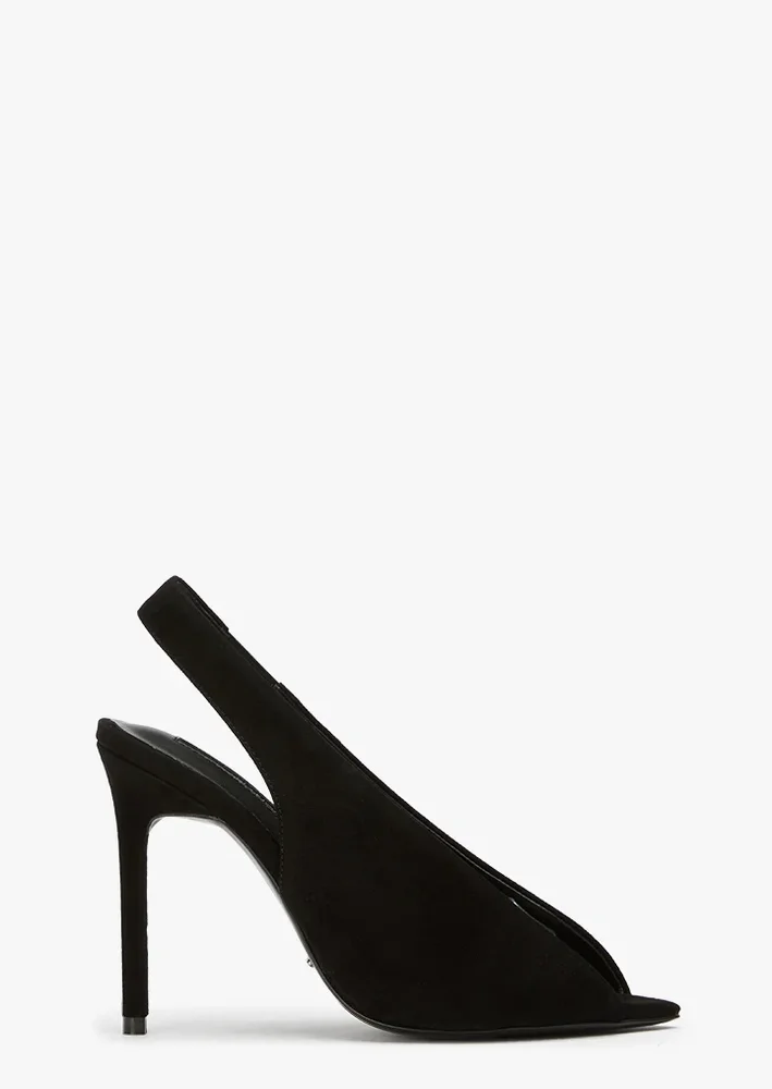 Mixa Black Suede (Slingback Stiletto Heel)
