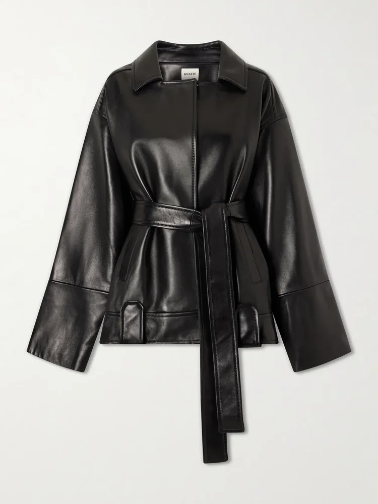 Alder belted leather jacket