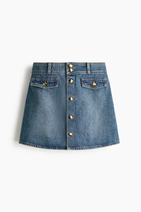 A-Line Denim Mini Skirt - Denim blue - Ladies