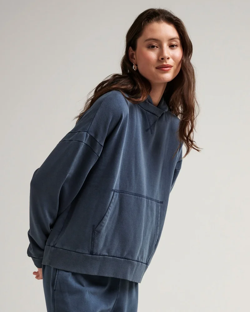 Womens Recycled Fleece Hoodie - Recycled Fleece - Mineral Moonlit Ocean