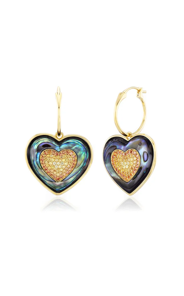 Rock Heart 18K Yellow Gold Multi-Stone Earrings
