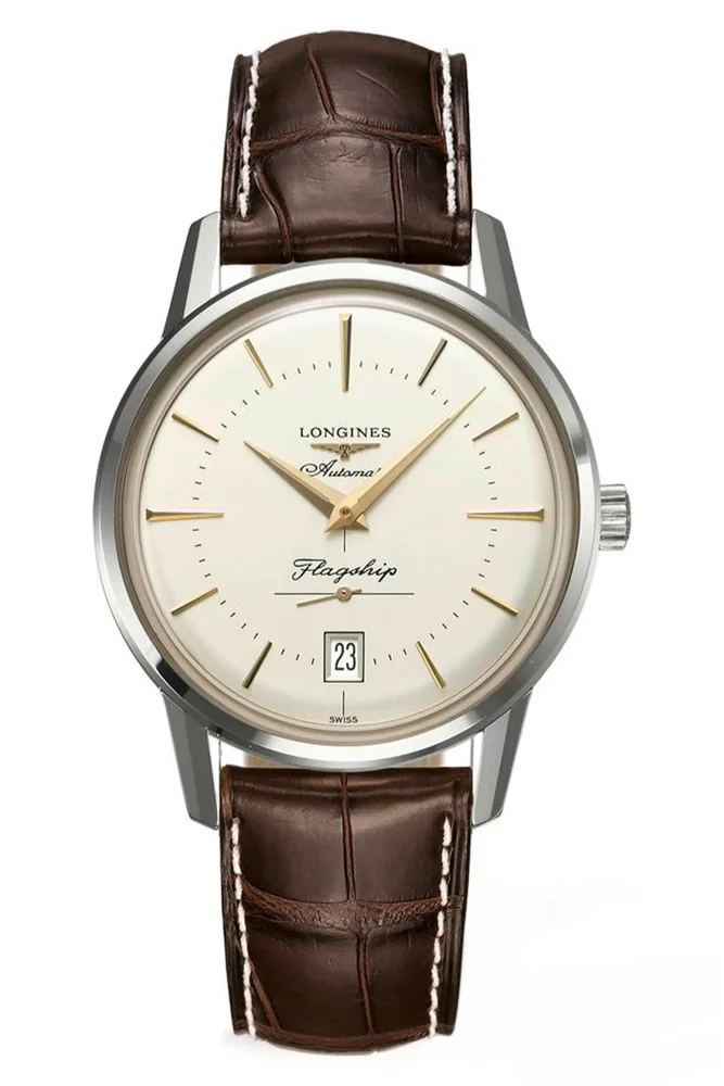 Heritage Flagship Automatic Leather Strap Watch, 38.5mm
