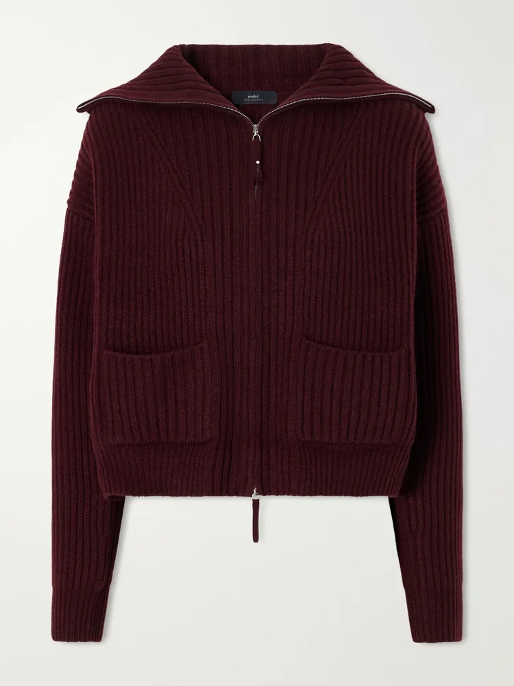 Nara ribbed cashmere zip-up cardigan
