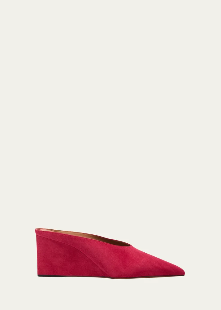 75mm Suede Wedge Mules