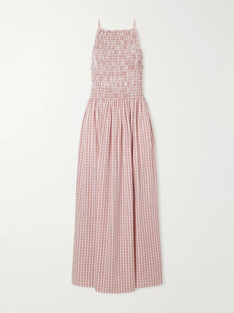 Laia checked cotton maxi dress
