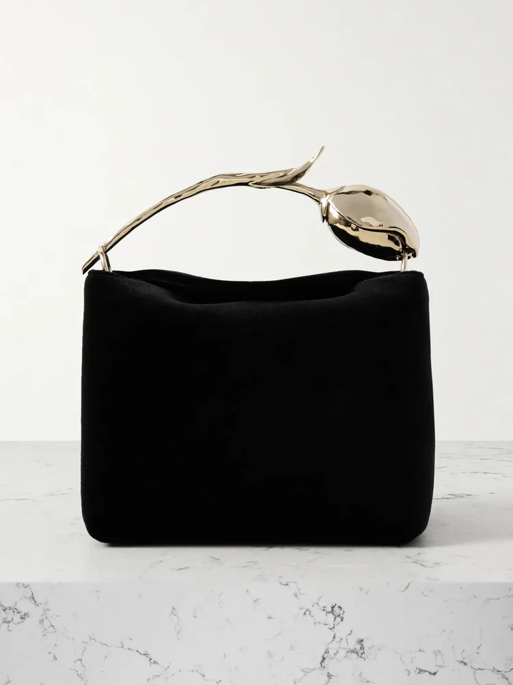 Bloom mini velvet clutch bag