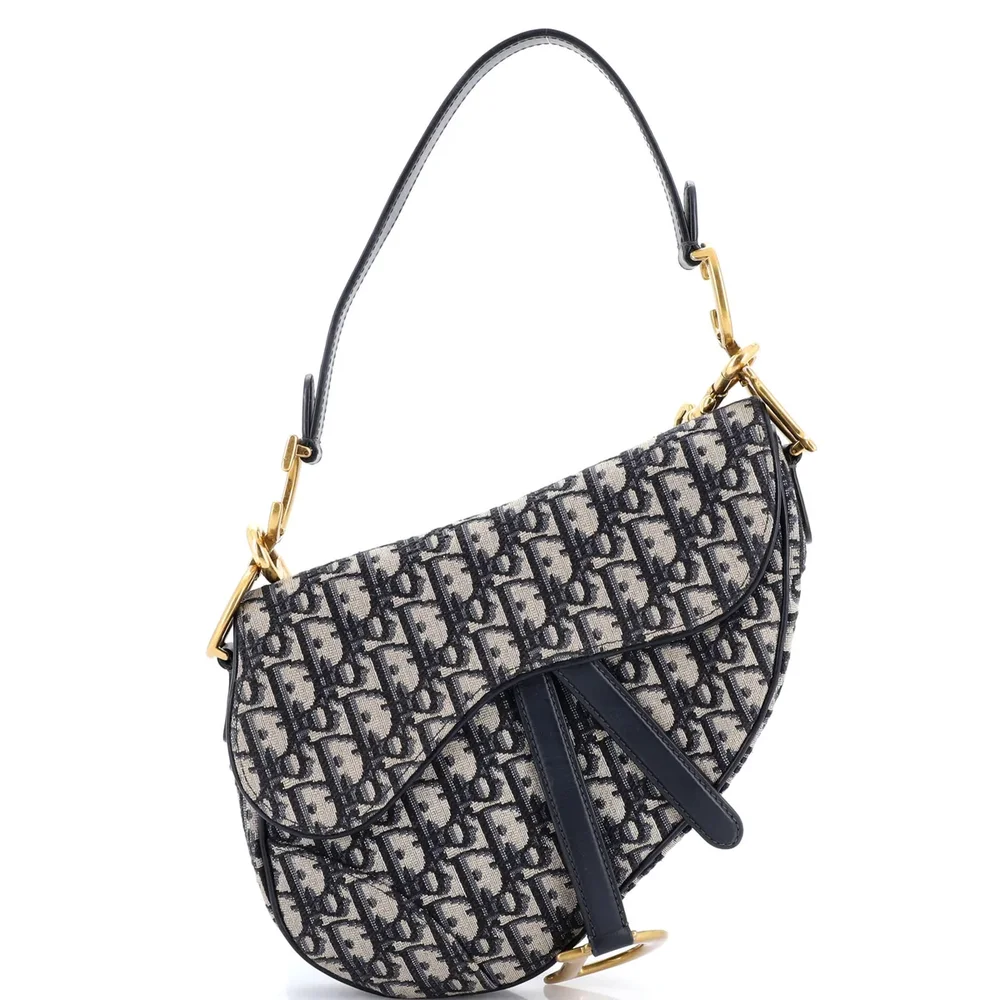 Dior Saddle Handbag with Strap Oblique Canvas Medium