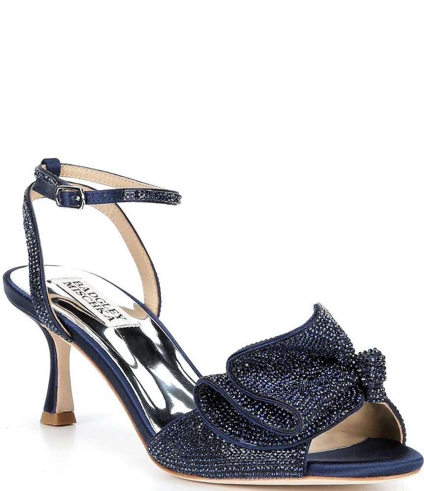Remi Crystal Embellished Ruffle Bow Dress Sandals