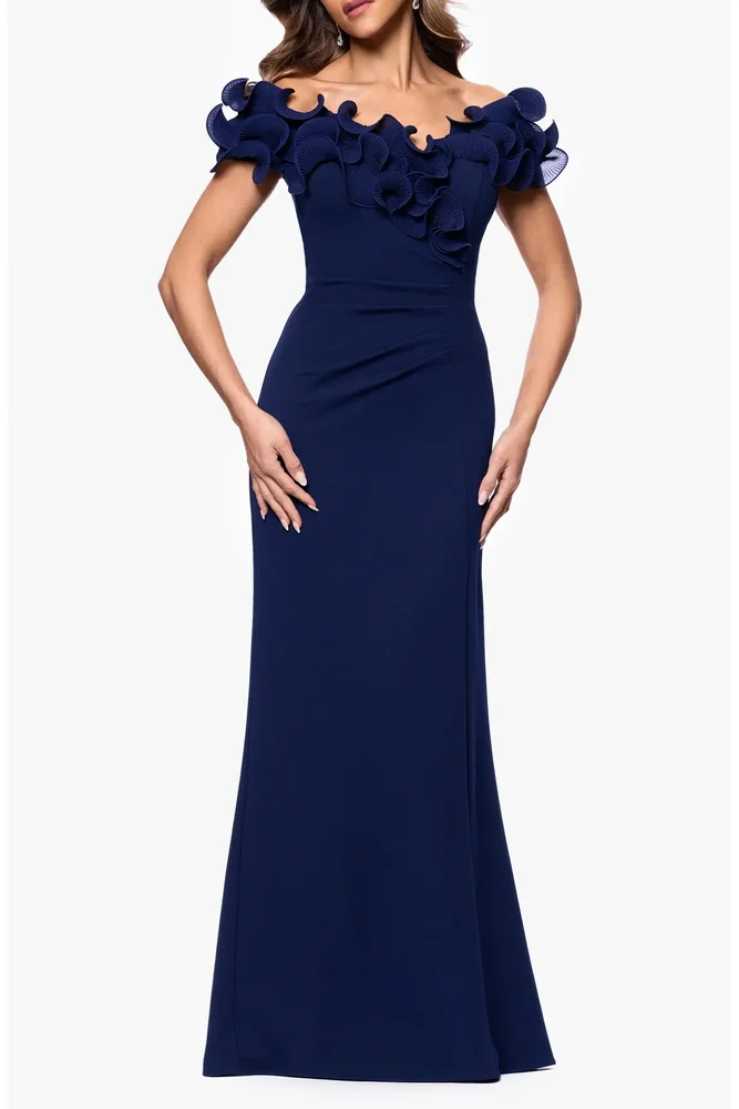 Lace Detail Off the Shoulder Sheath Gown