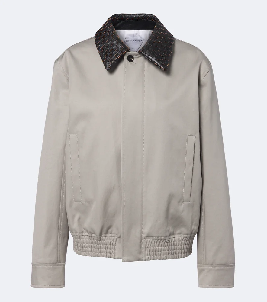 Intrecciato oversized cotton blouson jacket