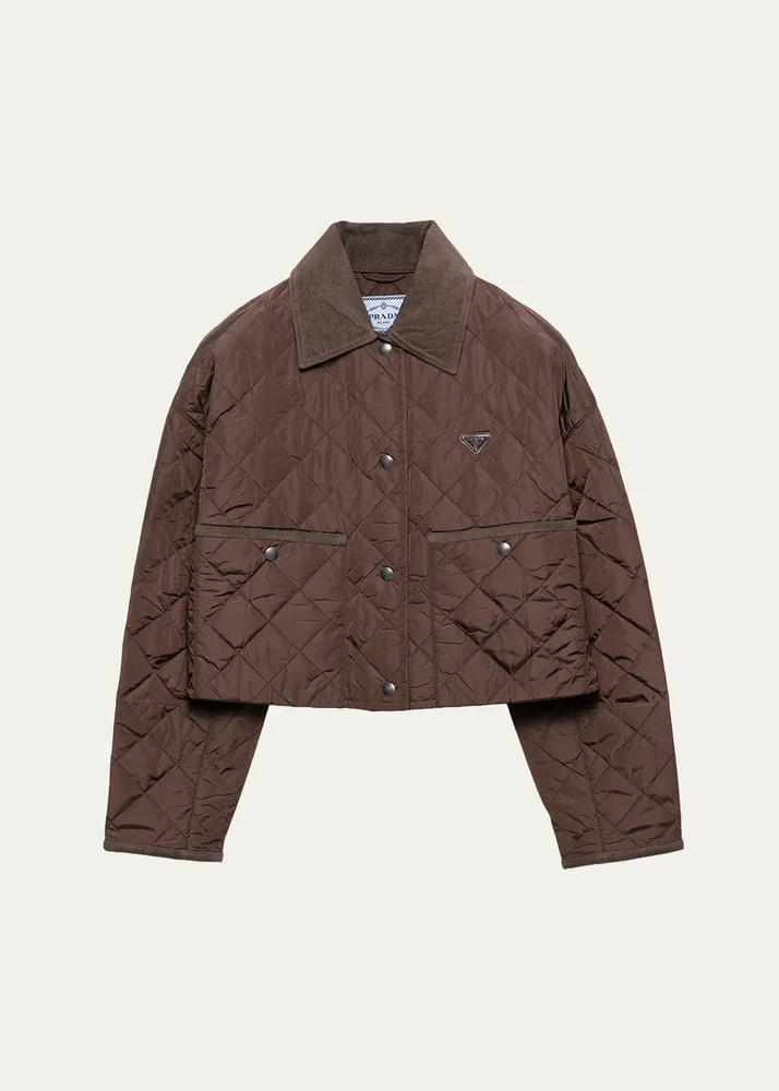 Quilted Corduroy Trim Jacket