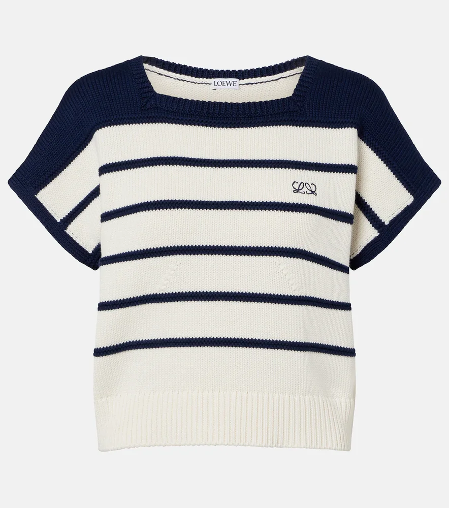Striped cotton and wool sweater