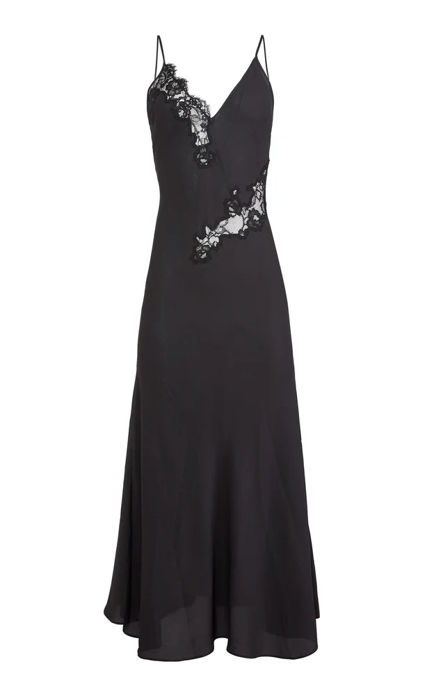 Vivienne Lace-Trimmed Silk Maxi Dress