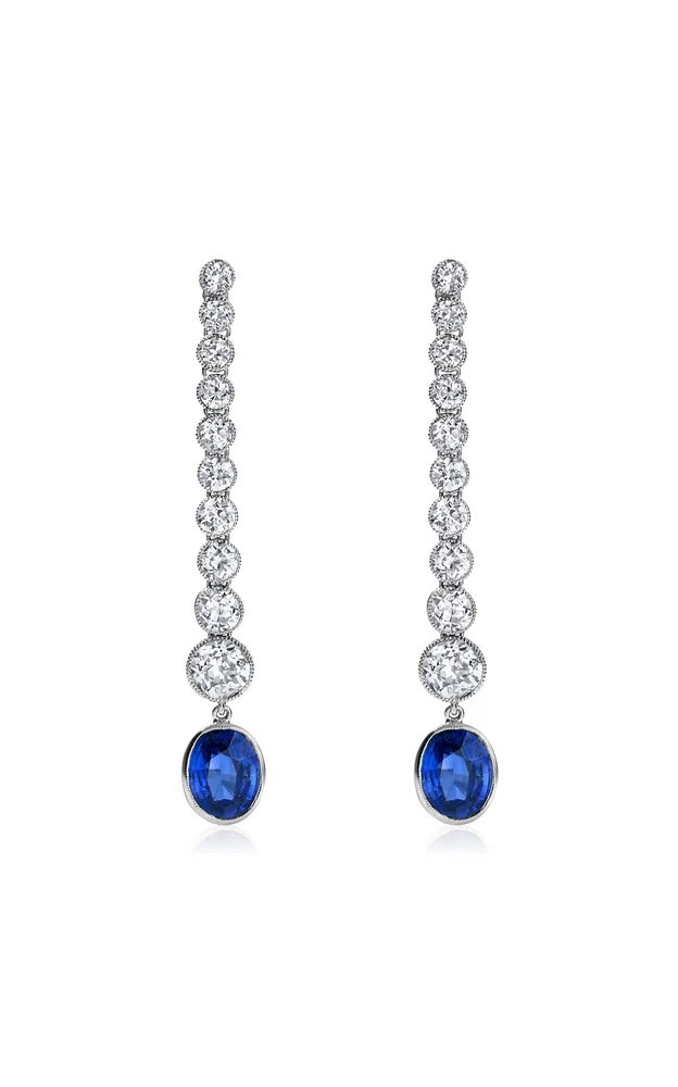 Platinum Sapphire And Diamond Earrings