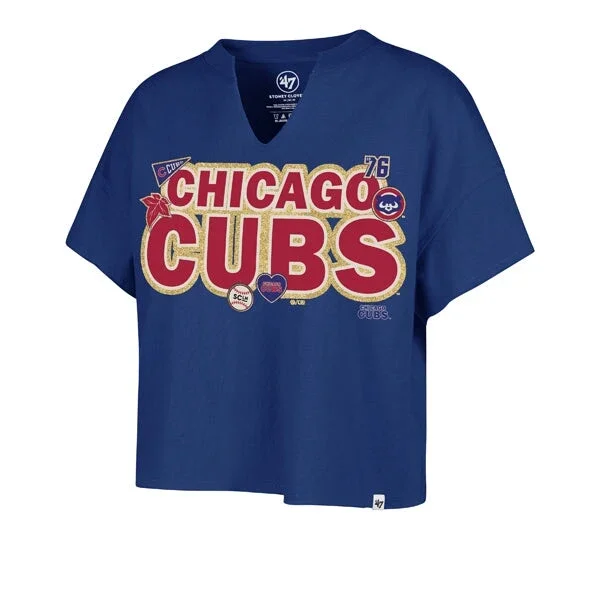 Stoney Clover Lane X '47 Chicago Cubs Patch Wordmark Oversized Notch Neck Tee