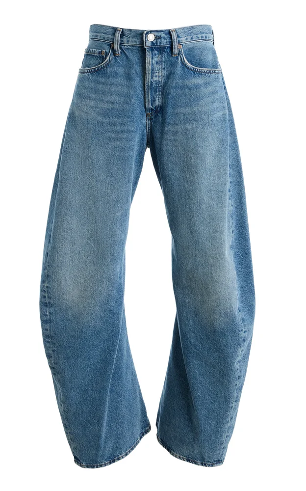 Spiral Rigid Mid-Rise Barrel-Leg Jeans