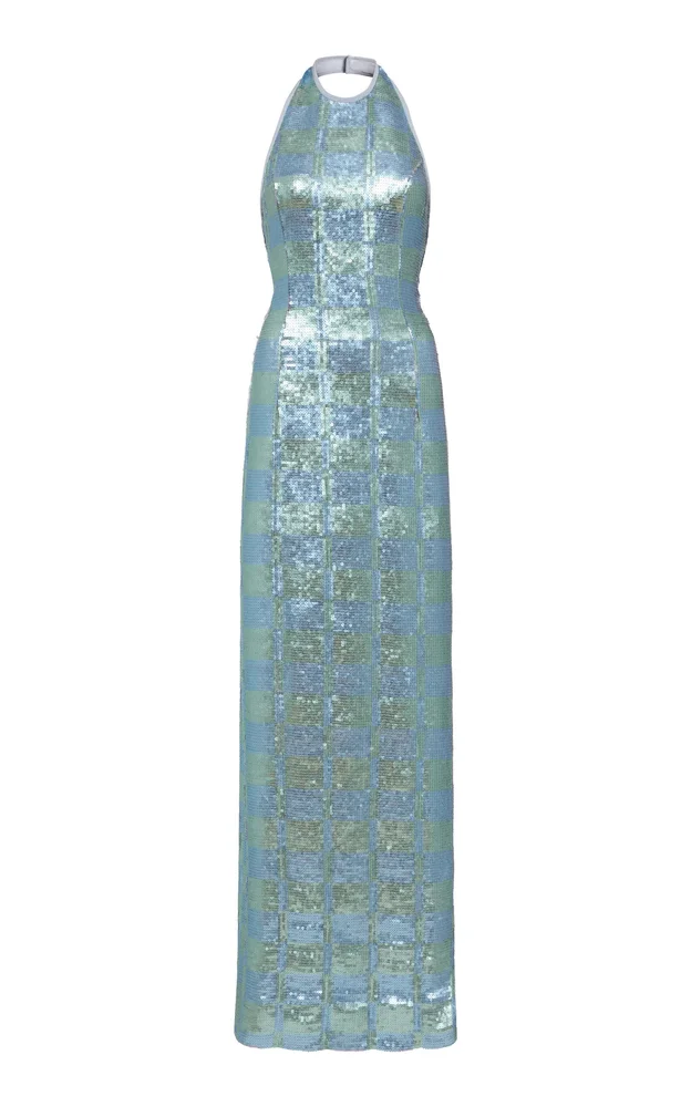 Nerine Gingham Sequin Gown