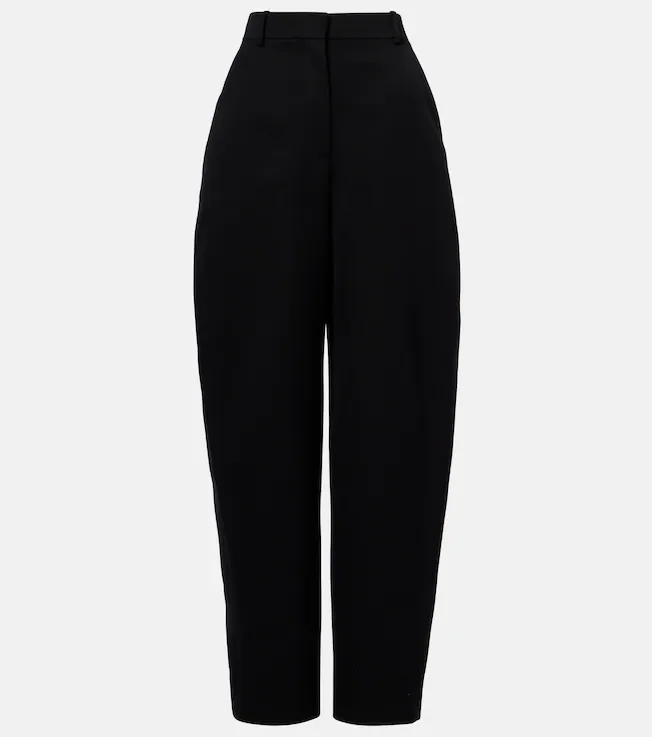 Cocoon wool grain de poudre barrel-leg pants