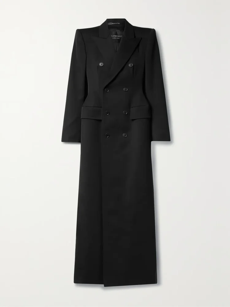 Hourglass double-breasted wool-twill coat