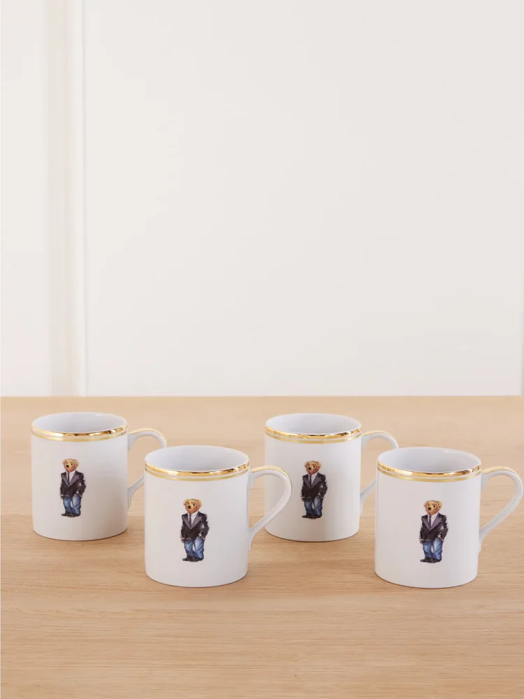 Wilshire Polo Bear set of four porcelain mugs