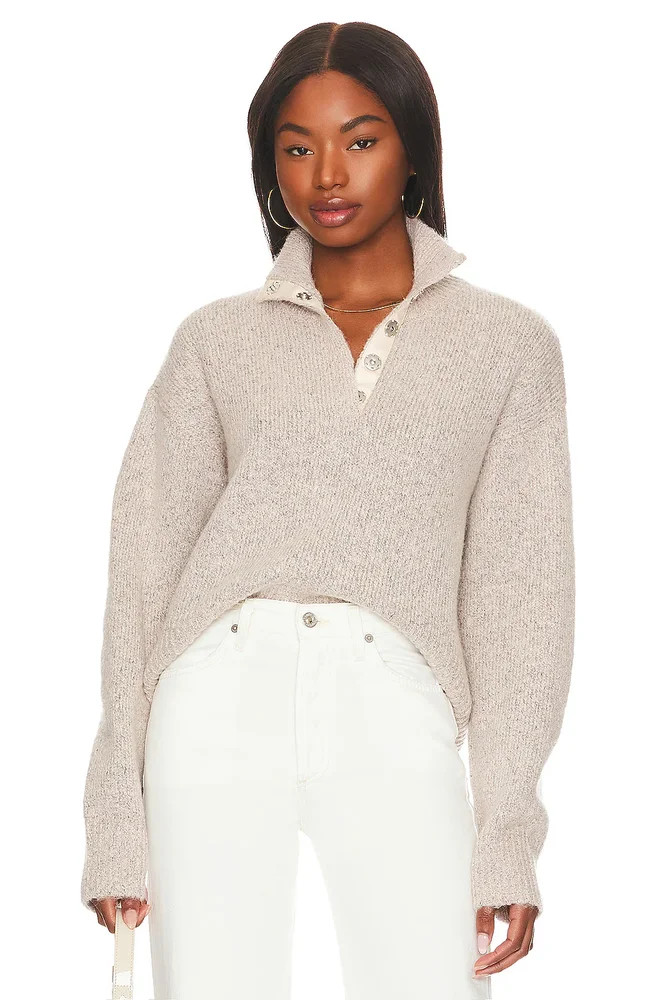 Boxy Snap Front Henley