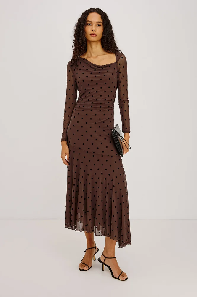 Cambria Dress, Chocolate Polka Dot