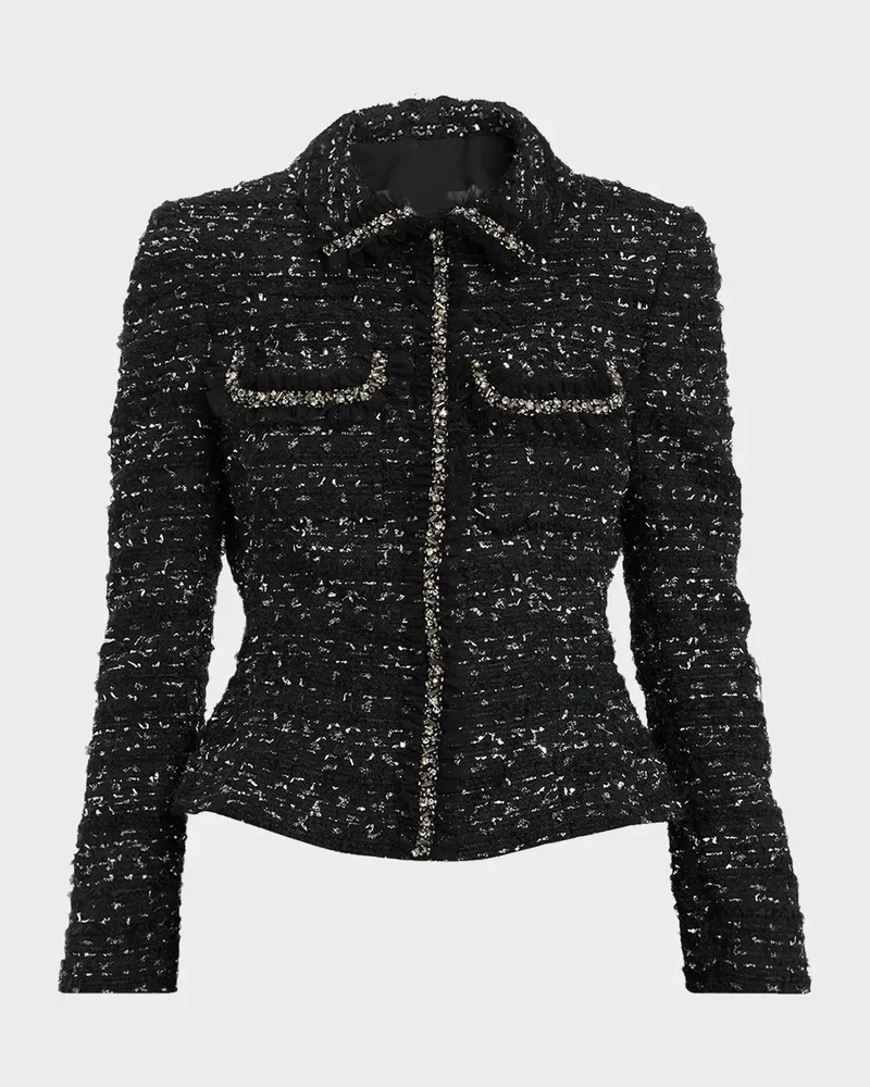 Beaded Metallic Boucle Jacket