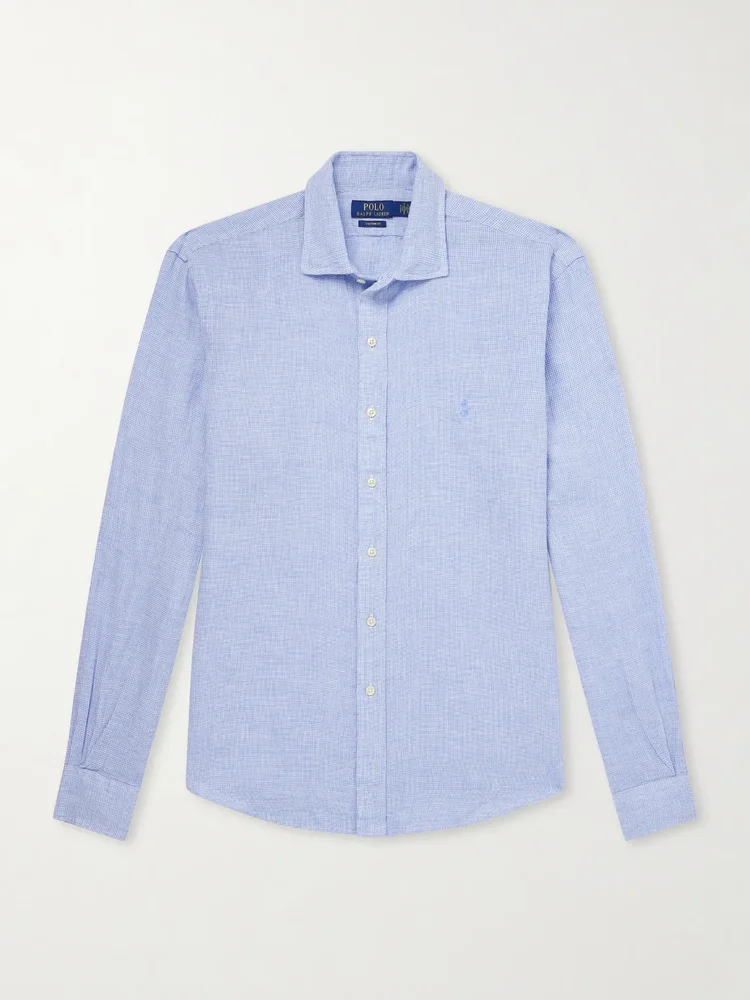 Checked-Woven Linen Shirt