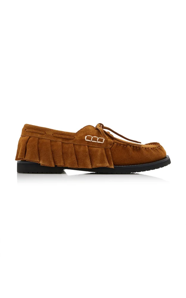 Ruffled Suede Boat Shoes