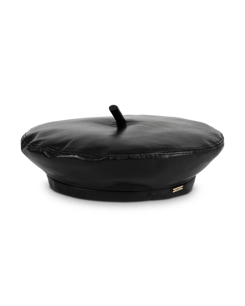 Carter Leather Beret With Stem