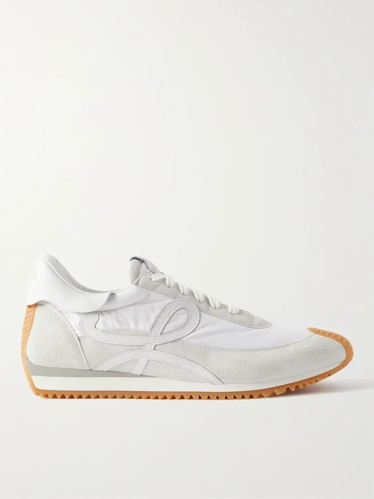Flow Runner Leather-Trimmed Suede and Nylon Sneakers