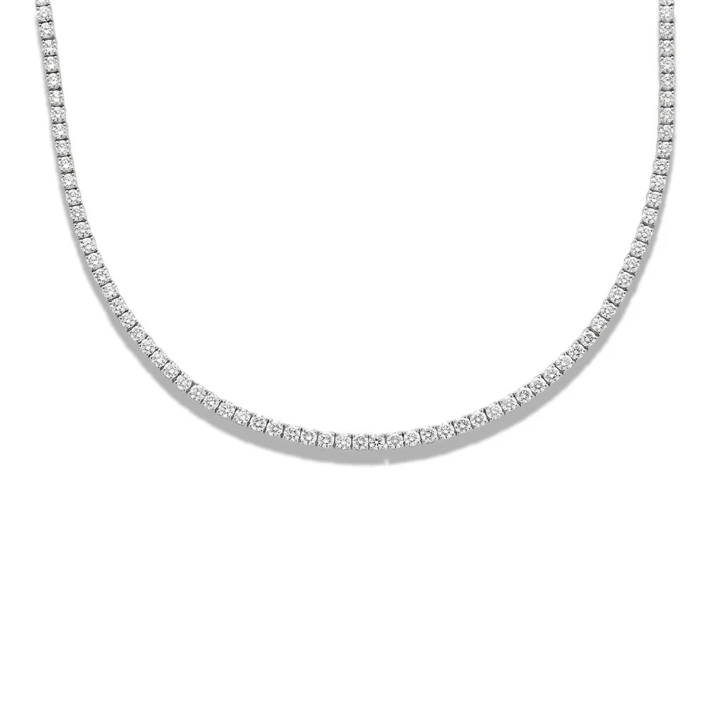 Unflippable Tennis Necklace in White Gold