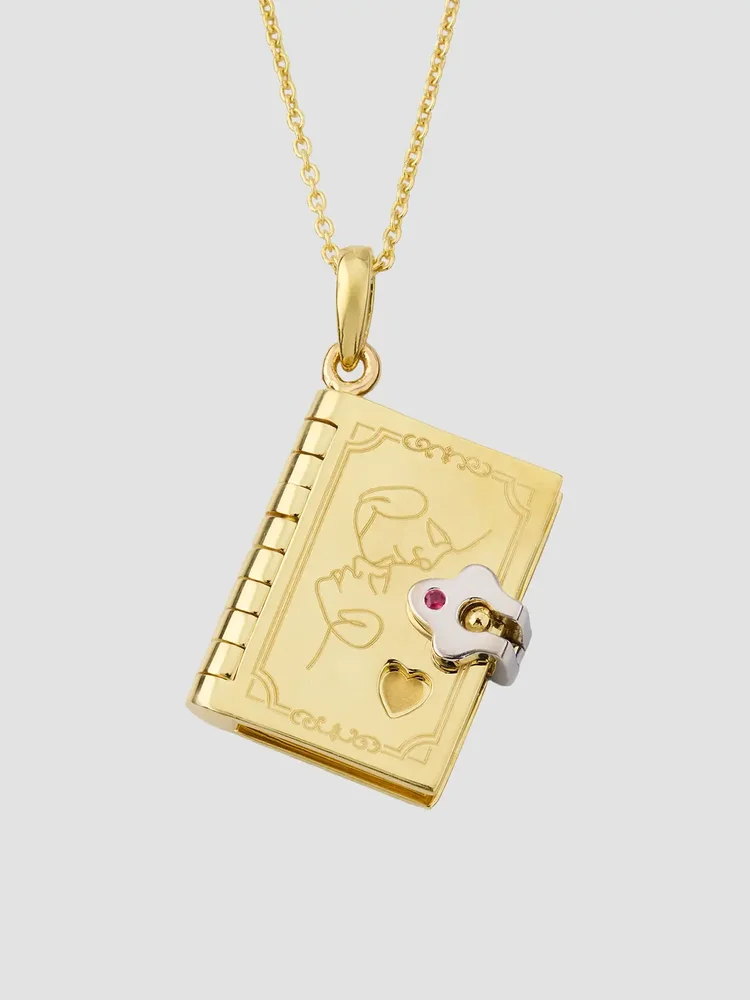 Tiny Treasurers 18K Yellow Gold & Ruby Love Story Pendant Necklace
