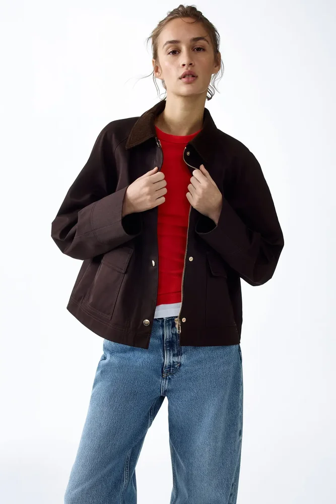 Jacket With Corduroy Collar