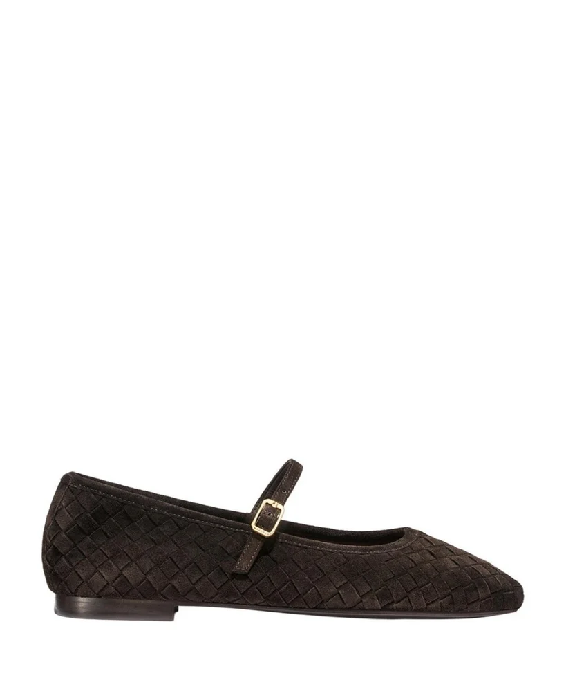 The Fonteyn Woven Mary Jane Flats, Chocolate Woven Pasado Suede